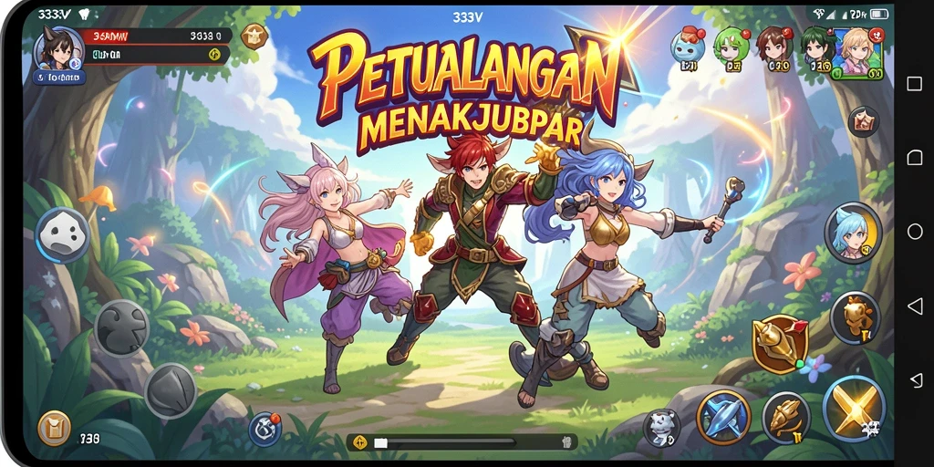 Tampilan screenshot yang menunjukkan aksi karakter dalam game Anime 333V.