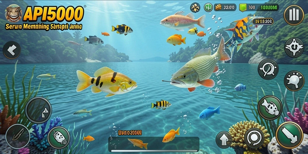 Screenshot gameplay API5000 menampilkan aksi memancing yang seru.