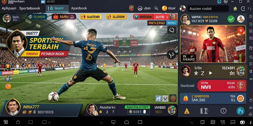 Screenshot utama INA777 yang menunjukkan antarmuka aplikasi Sportsbook.
