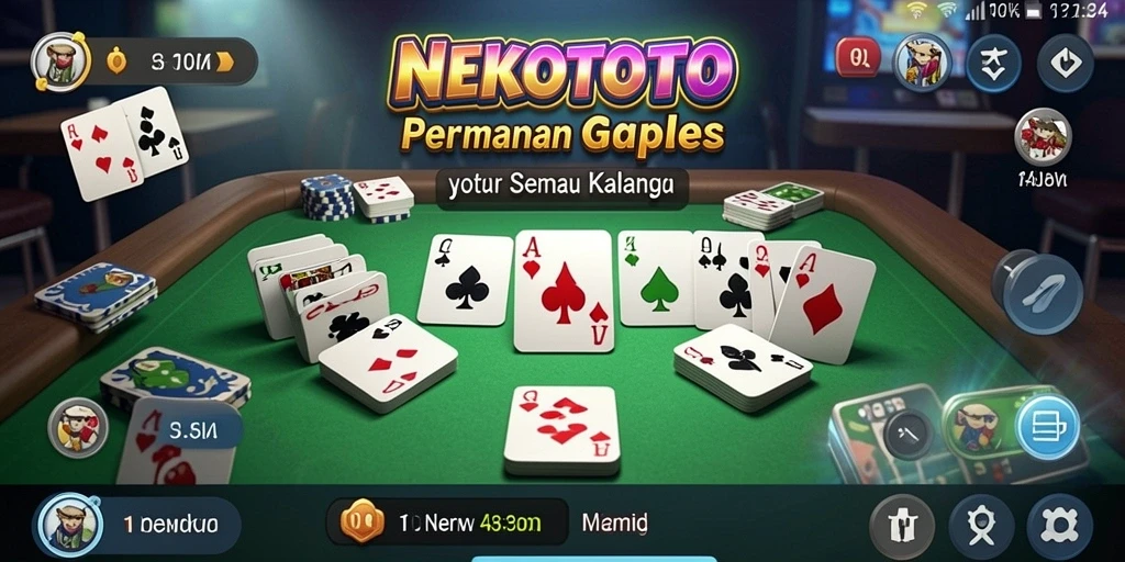 Screenshot gameplay NEKOTOTO yang menunjukkan keseruan bermain Gaple.