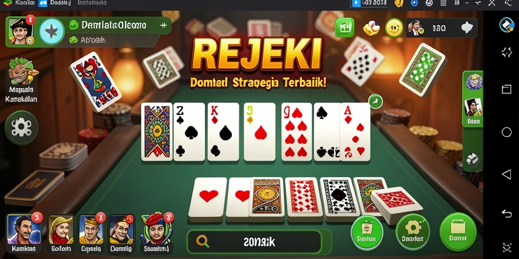 Tampilan gameplay seru dalam permainan Domino REJEKI.