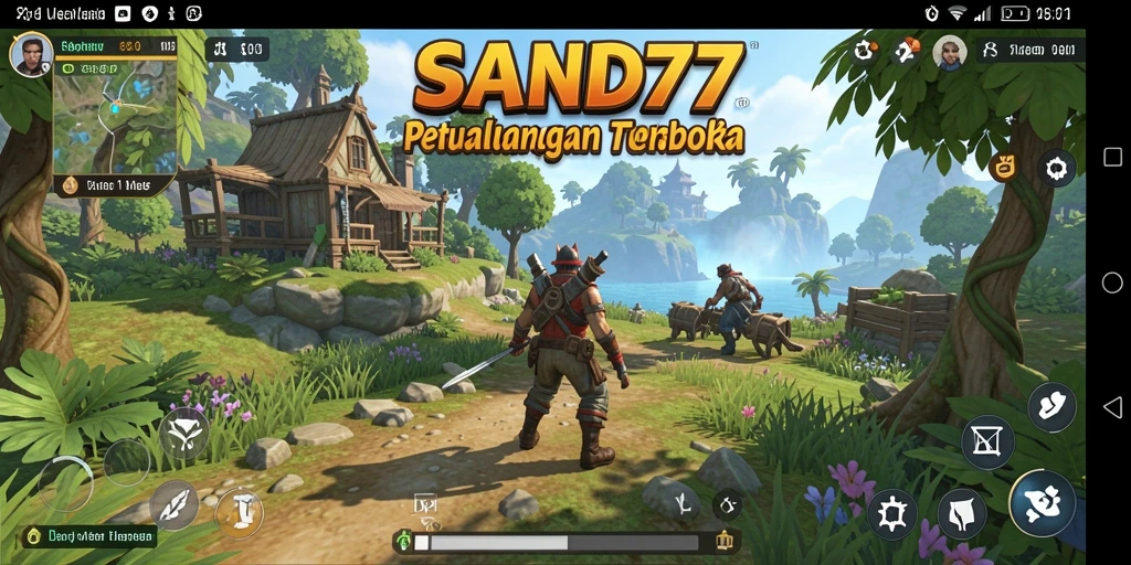 Tampilan gameplay SAND77 yang menakjubkan di dunia terbuka.