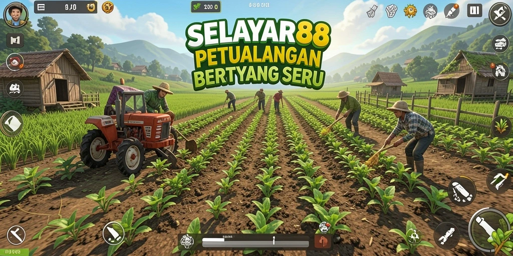 Tampilan screenshot gameplay SELAYAR88 dengan aktivitas bercocok tanam yang seru.