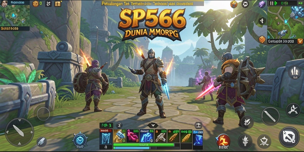 Tangkapan layar gameplay SP666 menampilkan pertarungan epik dalam dunia MMORPG.