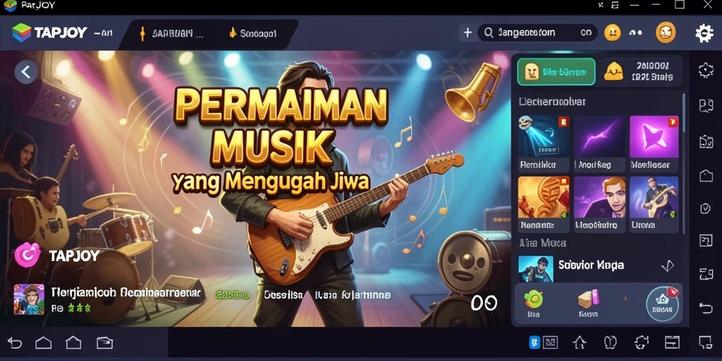 Screenshot gameplay TAPJOY menampilkan pengalaman musik interaktif yang seru.
