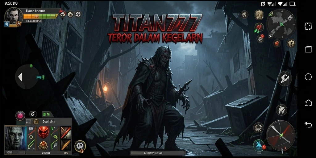 Tampilan gameplay menegangkan di TITAN777 dengan elemen horor yang mendalam.
