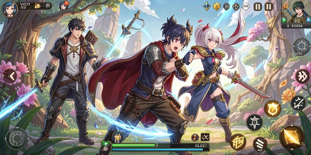 Tampilan gameplay VIO77 dengan karakter anime yang khas dan aksi seru.